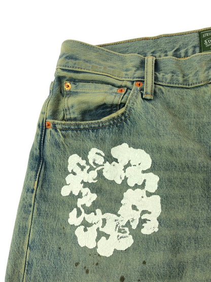 【中古品】【メンズ】 DENIM TEARS デニムティアーズ STRAIGHT DENIM PANTS SS26BSTRAIGHT1683 ストレート デニムパンツ ボトムス "DIRTY WASH" 153-261001-na-05-tagh サイズ：34/34 カラー：ライトインディゴ 万代Net店
