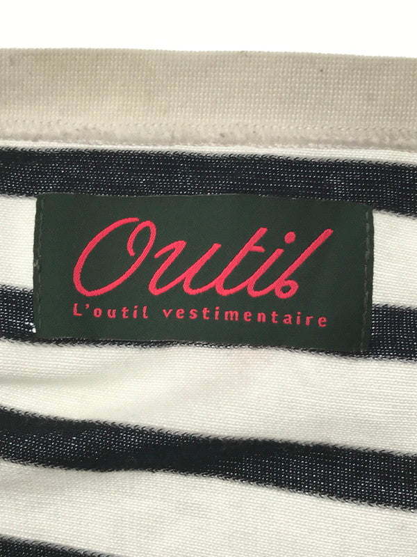 【現状渡し品】【メンズ】 OUTIL ウティ L/S BORDER T-SHIRT フランス製 ロングスリーブ ボーダー ロング スリーブ Tシャツ トップス 140-261002-rt-36-tagh サイズ：3 カラー：ホワイト/ブラック 万代Net店