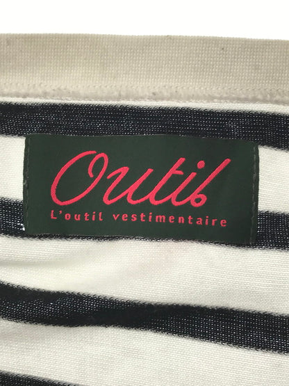 【現状渡し品】【メンズ】 OUTIL ウティ L/S BORDER T-SHIRT フランス製 ロングスリーブ ボーダー ロング スリーブ Tシャツ トップス 140-261002-rt-36-tagh サイズ：3 カラー：ホワイト/ブラック 万代Net店