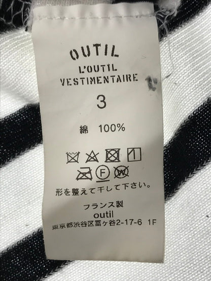 【現状渡し品】【メンズ】 OUTIL ウティ L/S BORDER T-SHIRT フランス製 ロングスリーブ ボーダー ロング スリーブ Tシャツ トップス 140-261002-rt-36-tagh サイズ：3 カラー：ホワイト/ブラック 万代Net店