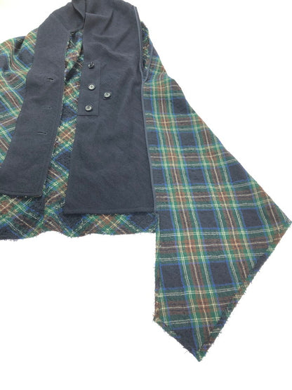 【中古品】【メンズ】 Y'S ワイズ PILING WOOL CHECK ASYMMETRY VEST YM-D31-120 ピリングウール チェック アシンメトリー ロングベスト 140-261001-na-14-tagh サイズ：2 カラー：マルチカラー 万代Net店
