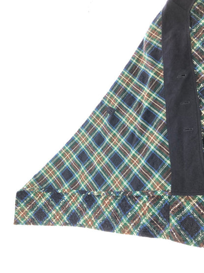 【中古品】【メンズ】 Y'S ワイズ PILING WOOL CHECK ASYMMETRY VEST YM-D31-120 ピリングウール チェック アシンメトリー ロングベスト 140-261001-na-14-tagh サイズ：2 カラー：マルチカラー 万代Net店