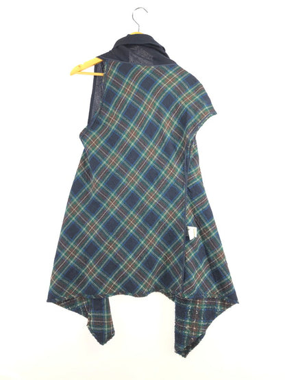 【中古品】【メンズ】 Y'S ワイズ PILING WOOL CHECK ASYMMETRY VEST YM-D31-120 ピリングウール チェック アシンメトリー ロングベスト 140-261001-na-14-tagh サイズ：2 カラー：マルチカラー 万代Net店
