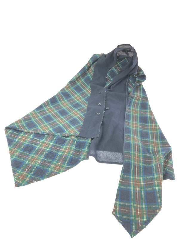 【中古品】【メンズ】 Y'S ワイズ PILING WOOL CHECK ASYMMETRY VEST YM-D31-120 ピリングウール チェック アシンメトリー ロングベスト 140-261001-na-14-tagh サイズ：2 カラー：マルチカラー 万代Net店