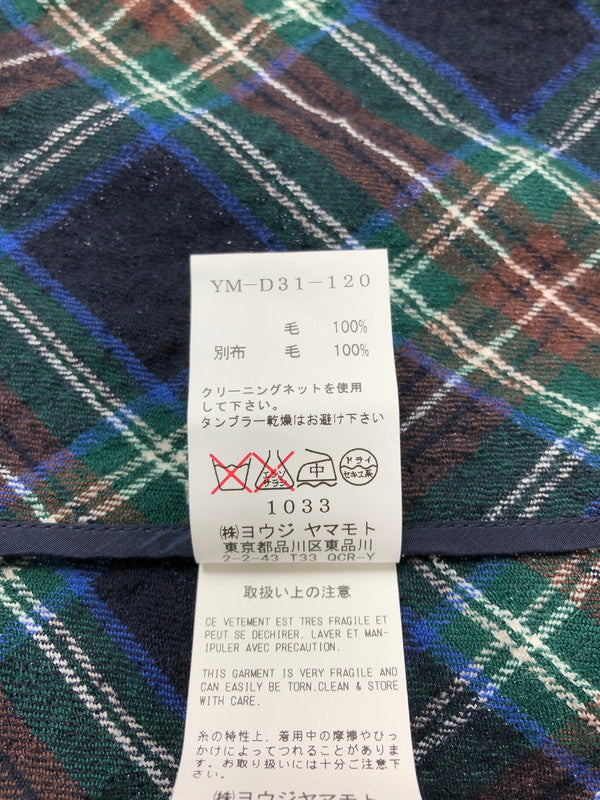 【中古品】【メンズ】 Y'S ワイズ PILING WOOL CHECK ASYMMETRY VEST YM-D31-120 ピリングウール チェック アシンメトリー ロングベスト 140-261001-na-14-tagh サイズ：2 カラー：マルチカラー 万代Net店