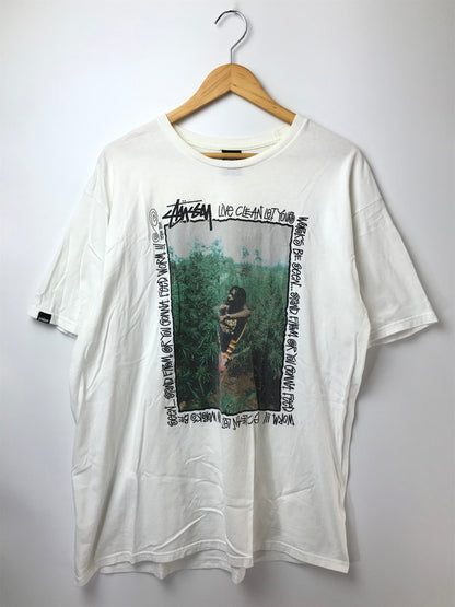 【現状渡し品】【メンズ】 STUSSY ステューシー × PETER TOSH SEAN ピーター トッシュ ショーン コラボ FONT LOGO S/S T-SHIRT フロント ロゴ Tシャツ トップス 142-261002-rt-33-tagh サイズ：XL カラー：ホワイト 万代Net店