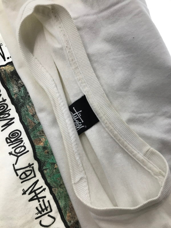 【現状渡し品】【メンズ】 STUSSY ステューシー × PETER TOSH SEAN ピーター トッシュ ショーン コラボ FONT LOGO S/S T-SHIRT フロント ロゴ Tシャツ トップス 142-261002-rt-33-tagh サイズ：XL カラー：ホワイト 万代Net店