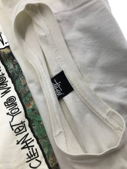 【現状渡し品】【メンズ】 STUSSY ステューシー × PETER TOSH SEAN ピーター トッシュ ショーン コラボ FONT LOGO S/S T-SHIRT フロント ロゴ Tシャツ トップス 142-261002-rt-33-tagh サイズ：XL カラー：ホワイト 万代Net店