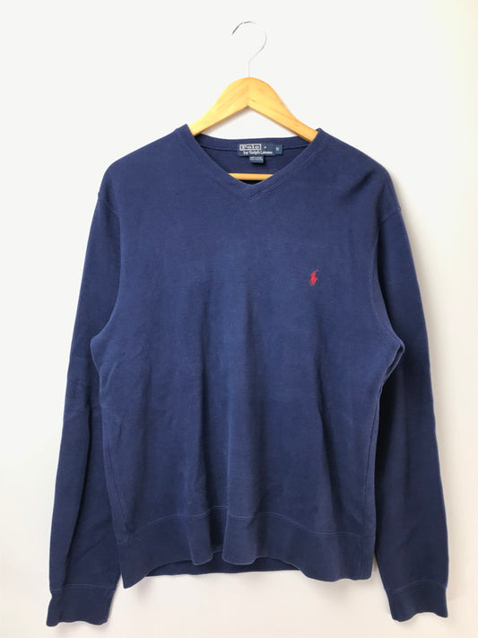 【中古品】【メンズ】 POLO RALPH LAUREN ポロ・ラルフローレン 90's VNECK COTTON SWEAT 90年代 Vネック コットン スウェット トレーナー トップス 146-261002-rt-39-tagh サイズ：S カラー：ネイビー 万代Net店