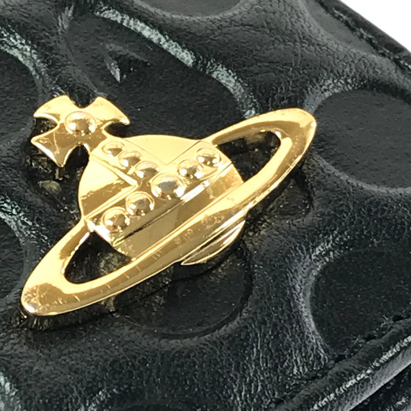【中古品】【レディース】 VIVIENNE WESTWOOD ヴィヴィアンウエストウッド EMBOSS SHORT WALLET エンボス ショート ウォレット 二つ折り財布 200-261013-na-25-tagh カラー：ブラック 万代Net店