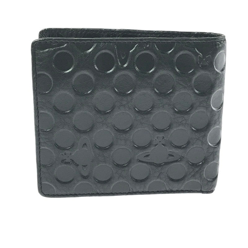 【中古品】【レディース】 VIVIENNE WESTWOOD ヴィヴィアンウエストウッド EMBOSS SHORT WALLET エンボス ショート ウォレット 二つ折り財布 200-261013-na-25-tagh カラー：ブラック 万代Net店