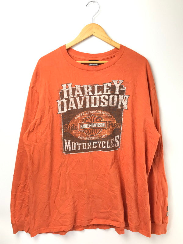 【現状渡し品】【メンズ】 HARLEY-DAVIDSON ハレー ダビッドソン APACHE JUNCTION ARIZONA L/S T-SHIRT アパッチ ジャンクション アリゾナ ロングスリーブ Tシャツ 146-261002-rt-37-tagh サイズ：XL カラー：オレンジ 万代Net店