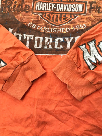 【現状渡し品】【メンズ】 HARLEY-DAVIDSON ハレー ダビッドソン APACHE JUNCTION ARIZONA L/S T-SHIRT アパッチ ジャンクション アリゾナ ロングスリーブ Tシャツ 146-261002-rt-37-tagh サイズ：XL カラー：オレンジ 万代Net店