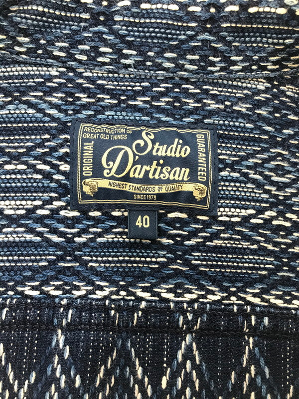 【中古品】【メンズ】 STUDIO D'ARTISAN ステュディオ・ダ・ルチザン 5606 L/S SHIRT カセ染め刺し子 長袖シャツ 145-261005-na-03-tagh サイズ：40 カラー：ブルー 万代Net店