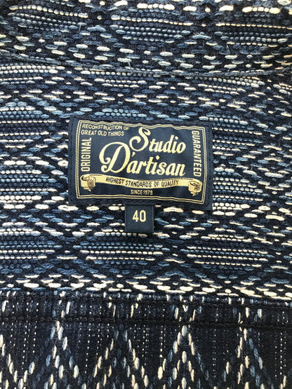 【中古品】【メンズ】 STUDIO D'ARTISAN ステュディオ・ダ・ルチザン 5606 L/S SHIRT カセ染め刺し子 長袖シャツ 145-261005-na-03-tagh サイズ：40 カラー：ブルー 万代Net店