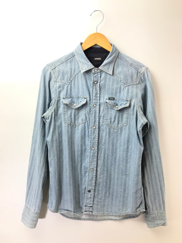 【中古品】【メンズ】 DIESEL ディーゼル L/S JACQUARD DENIM SHIRT TR000072 ジャガード デニムシャツ 長袖シャツ 141-261005-na-02-tagh サイズ：M カラー：インディゴ 万代Net店