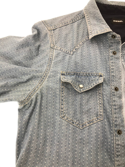 【中古品】【メンズ】 DIESEL ディーゼル L/S JACQUARD DENIM SHIRT TR000072 ジャガード デニムシャツ 長袖シャツ 141-261005-na-02-tagh サイズ：M カラー：インディゴ 万代Net店