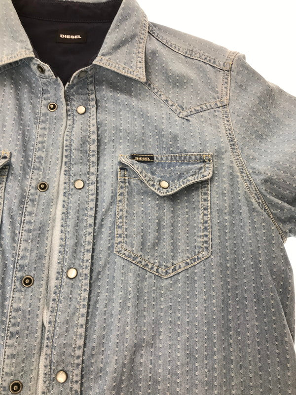 【中古品】【メンズ】 DIESEL ディーゼル L/S JACQUARD DENIM SHIRT TR000072 ジャガード デニムシャツ 長袖シャツ 141-261005-na-02-tagh サイズ：M カラー：インディゴ 万代Net店