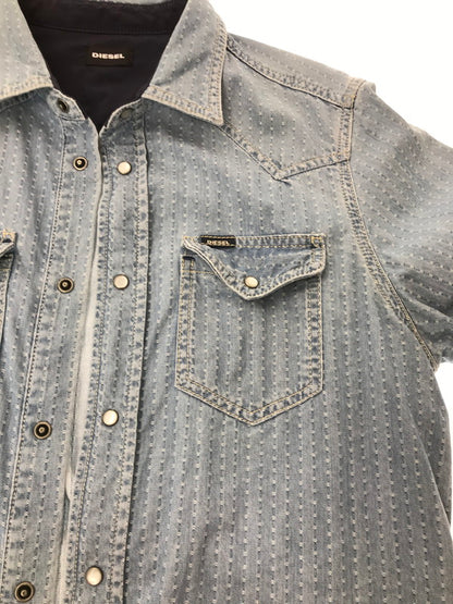 【中古品】【メンズ】 DIESEL ディーゼル L/S JACQUARD DENIM SHIRT TR000072 ジャガード デニムシャツ 長袖シャツ 141-261005-na-02-tagh サイズ：M カラー：インディゴ 万代Net店
