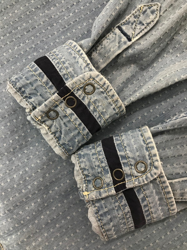 【中古品】【メンズ】 DIESEL ディーゼル L/S JACQUARD DENIM SHIRT TR000072 ジャガード デニムシャツ 長袖シャツ 141-261005-na-02-tagh サイズ：M カラー：インディゴ 万代Net店