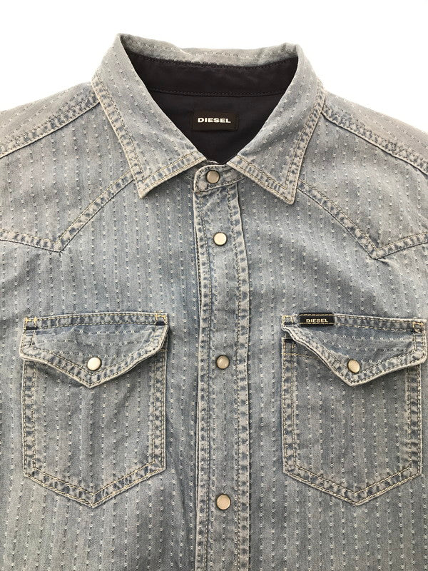 【中古品】【メンズ】 DIESEL ディーゼル L/S JACQUARD DENIM SHIRT TR000072 ジャガード デニムシャツ 長袖シャツ 141-261005-na-02-tagh サイズ：M カラー：インディゴ 万代Net店