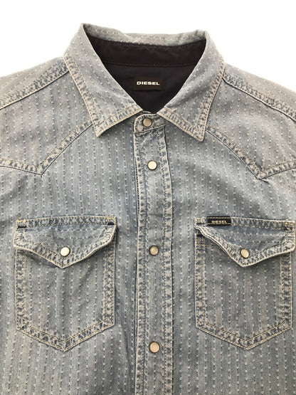 【中古品】【メンズ】 DIESEL ディーゼル L/S JACQUARD DENIM SHIRT TR000072 ジャガード デニムシャツ 長袖シャツ 141-261005-na-02-tagh サイズ：M カラー：インディゴ 万代Net店