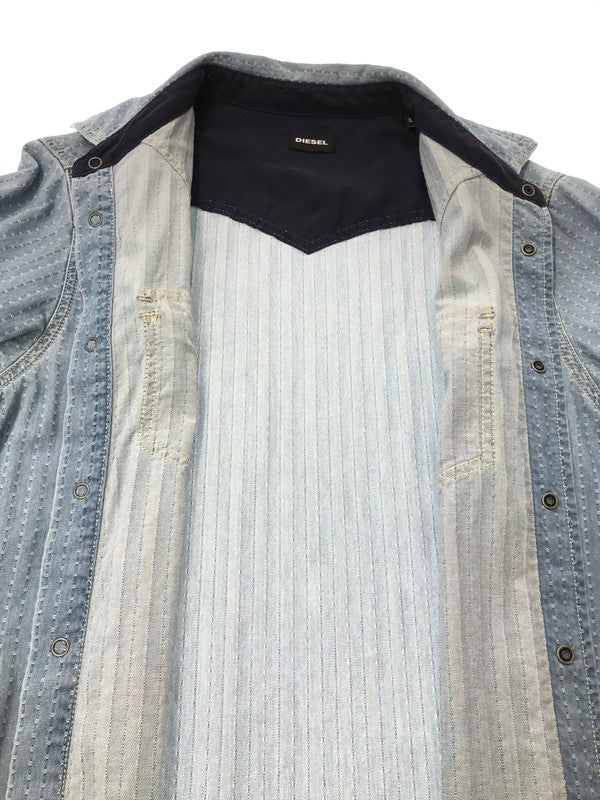【中古品】【メンズ】 DIESEL ディーゼル L/S JACQUARD DENIM SHIRT TR000072 ジャガード デニムシャツ 長袖シャツ 141-261005-na-02-tagh サイズ：M カラー：インディゴ 万代Net店