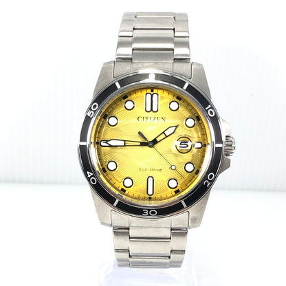 【中古品】【メンズ】 CITIZEN シチズン ECO-DRIVE J810-0084W03 エコドライブ イエロー文字盤 海外限定モデル 腕時計 余りコマ2個 197-261007-na-14-tagh カラー：シルバー/イエロー 万代Net店