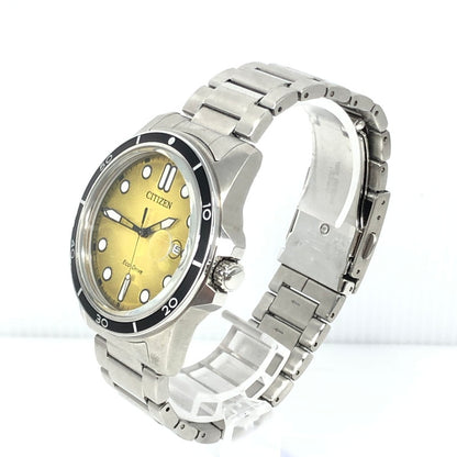 【中古品】【メンズ】 CITIZEN シチズン ECO-DRIVE J810-0084W03 エコドライブ イエロー文字盤 海外限定モデル 腕時計 余りコマ2個 197-261007-na-14-tagh カラー：シルバー/イエロー 万代Net店