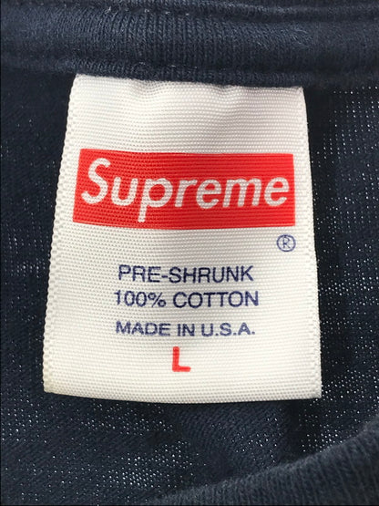 【中古品】【メンズ】 SUPREME シュプリーム × KAWS カウズ 21SS CHALK LOGO TEE NAVY チョーク ロゴ Tシャツ 半袖Tシャツ トップス 149-261001-rt-04-tagh サイズ：L カラー：ネイビー 万代Net店