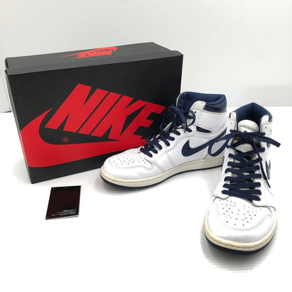 【中古品】【メンズ】 NIKE ナイキ AIR JORDAN 1 RETRO HIGH OG 555088-106 エアジョーダン 1 レトロ ハイ スニーカー 靴 160-261005-na-54-tagh サイズ：27.5cm US 9.5 カラー：WHITE/MIDNIGHT NAVY 万代Net店