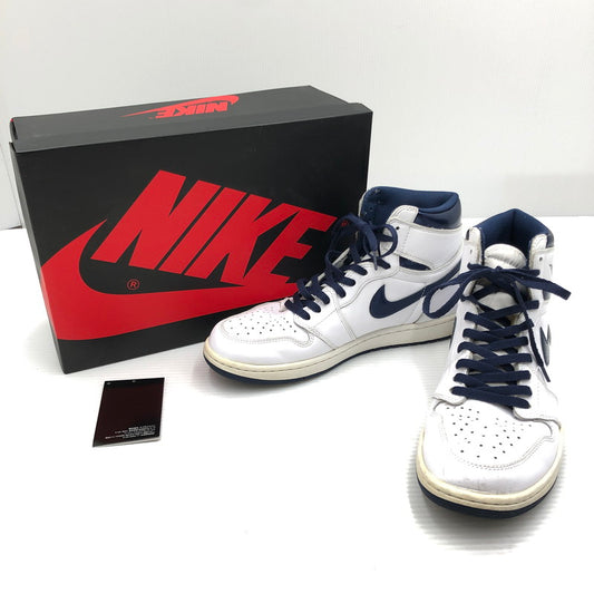 【中古品】【メンズ】 NIKE ナイキ AIR JORDAN 1 RETRO HIGH OG 555088-106 エアジョーダン 1 レトロ ハイ スニーカー 靴 160-261005-na-54-tagh サイズ：27.5cm US 9.5 カラー：WHITE/MIDNIGHT NAVY 万代Net店