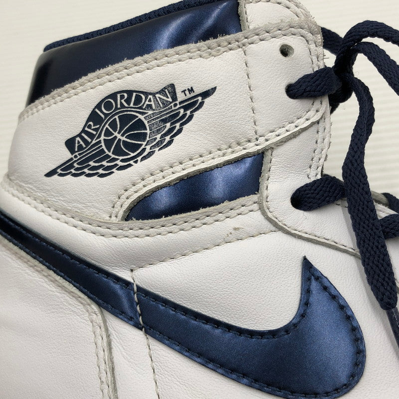 【中古品】【メンズ】 NIKE ナイキ AIR JORDAN 1 RETRO HIGH OG 555088-106 エアジョーダン 1 レトロ ハイ スニーカー 靴 160-261005-na-54-tagh サイズ：27.5cm US 9.5 カラー：WHITE/MIDNIGHT NAVY 万代Net店