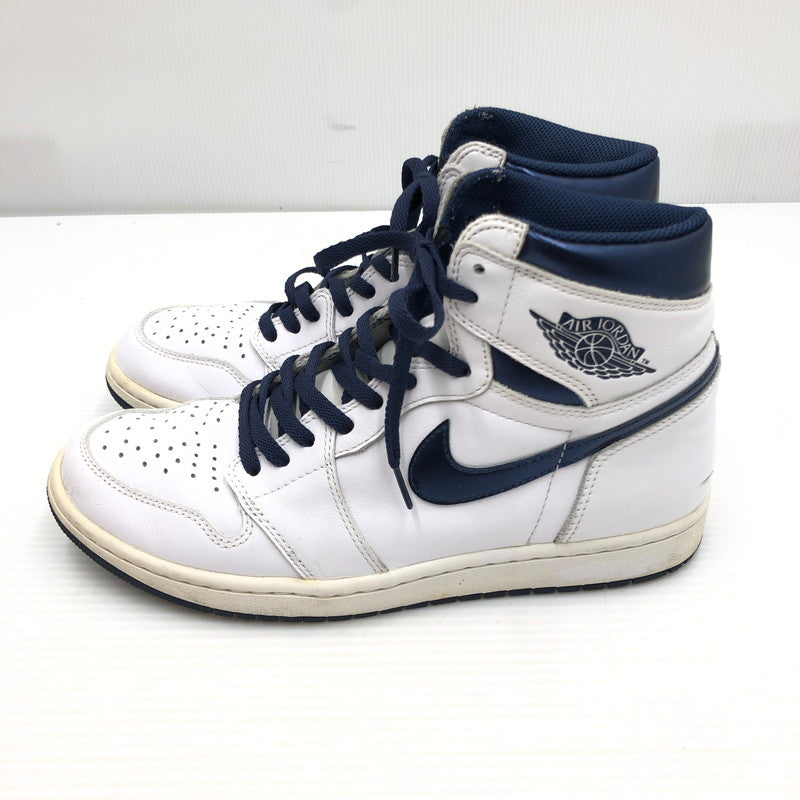 【中古品】【メンズ】 NIKE ナイキ AIR JORDAN 1 RETRO HIGH OG 555088-106 エアジョーダン 1 レトロ ハイ スニーカー 靴 160-261005-na-54-tagh サイズ：27.5cm US 9.5 カラー：WHITE/MIDNIGHT NAVY 万代Net店