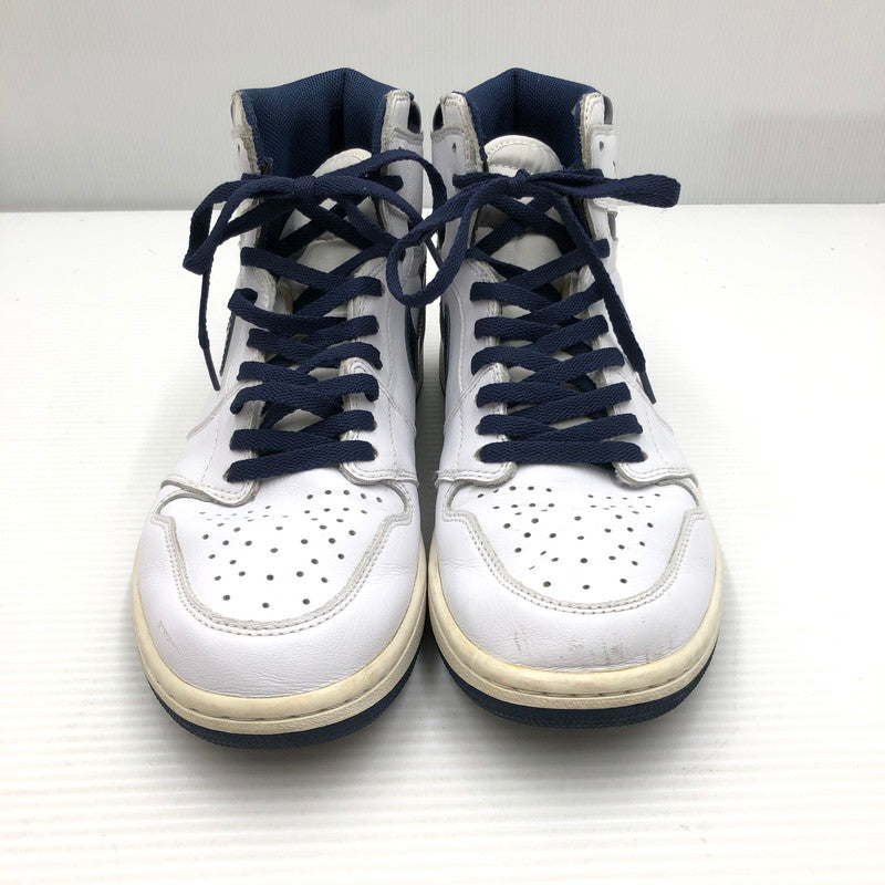【中古品】【メンズ】 NIKE ナイキ AIR JORDAN 1 RETRO HIGH OG 555088-106 エアジョーダン 1 レトロ ハイ スニーカー 靴 160-261005-na-54-tagh サイズ：27.5cm US 9.5 カラー：WHITE/MIDNIGHT NAVY 万代Net店