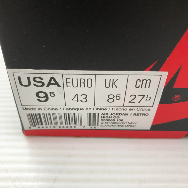 【中古品】【メンズ】 NIKE ナイキ AIR JORDAN 1 RETRO HIGH OG 555088-106 エアジョーダン 1 レトロ ハイ スニーカー 靴 160-261005-na-54-tagh サイズ：27.5cm US 9.5 カラー：WHITE/MIDNIGHT NAVY 万代Net店