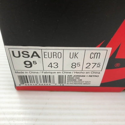 【中古品】【メンズ】 NIKE ナイキ AIR JORDAN 1 RETRO HIGH OG 555088-106 エアジョーダン 1 レトロ ハイ スニーカー 靴 160-261005-na-54-tagh サイズ：27.5cm US 9.5 カラー：WHITE/MIDNIGHT NAVY 万代Net店