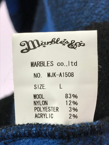 【中古品】【メンズ】 MARBLES マーブルズ BUFFALO CHECK JACKET BLUE MJK-A1508 バッファロー チェック ジャケット アウター 145-261002-rt-06-tagh サイズ：L カラー：ブルー 万代Net店