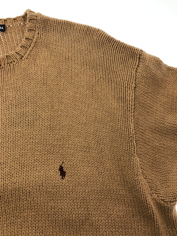 【中古品】【メンズ】 POLO RALPH LAUREN ポロ・ラルフローレン 90’S CREWNECK COTTON KNIT SWEATER クルーネック コットン ニット セーター 146-261003-na-08-tagh サイズ：LL カラー：ベージュ 万代Net店