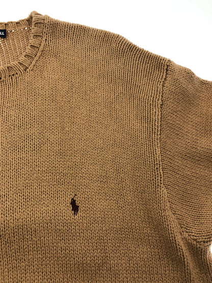 【中古品】【メンズ】 POLO RALPH LAUREN ポロ・ラルフローレン 90’S CREWNECK COTTON KNIT SWEATER クルーネック コットン ニット セーター 146-261003-na-08-tagh サイズ：LL カラー：ベージュ 万代Net店