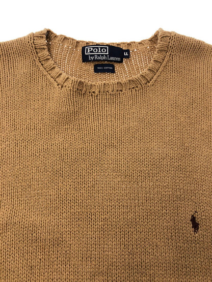 【中古品】【メンズ】 POLO RALPH LAUREN ポロ・ラルフローレン 90’S CREWNECK COTTON KNIT SWEATER クルーネック コットン ニット セーター 146-261003-na-08-tagh サイズ：LL カラー：ベージュ 万代Net店