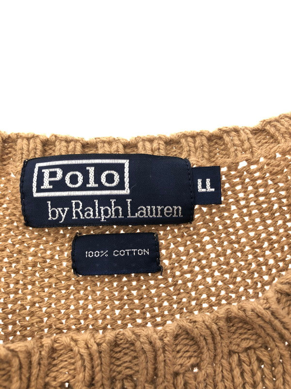 【中古品】【メンズ】 POLO RALPH LAUREN ポロ・ラルフローレン 90’S CREWNECK COTTON KNIT SWEATER クルーネック コットン ニット セーター 146-261003-na-08-tagh サイズ：LL カラー：ベージュ 万代Net店