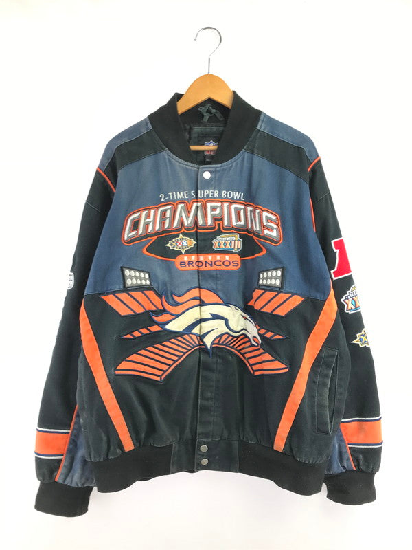 【現状渡し品】【メンズ】 NFL ナショナル・フットボール・リーグ BRONCOS RACING JACKET ブロンコス レーシング ジャケット アウター 146-261002-rt-09-tagh サイズ：XL カラー：ネイビー/BLACK 万代Net店