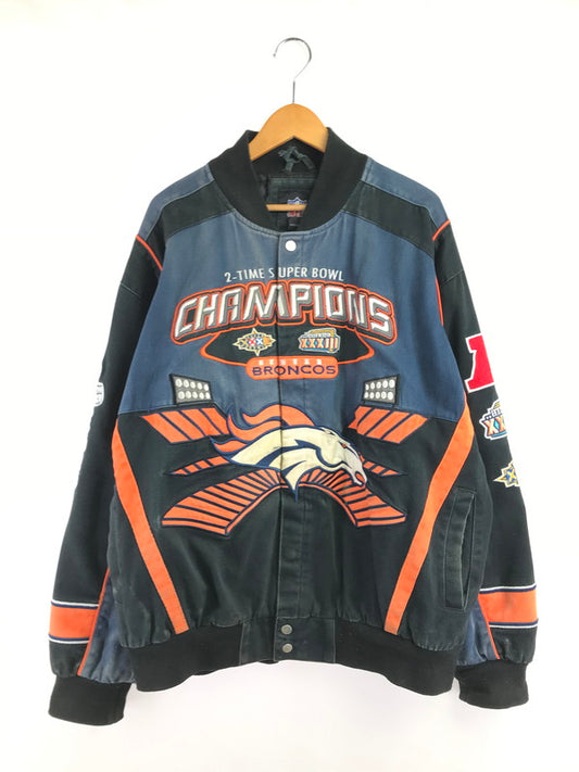 【現状渡し品】【メンズ】 NFL ナショナル・フットボール・リーグ BRONCOS RACING JACKET ブロンコス レーシング ジャケット アウター 146-261002-rt-09-tagh サイズ：XL カラー：ネイビー/BLACK 万代Net店