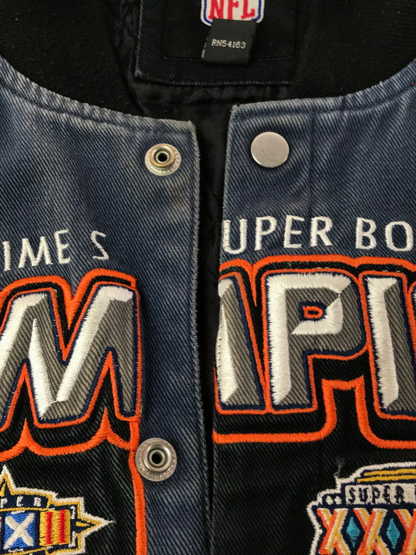 【現状渡し品】【メンズ】 NFL ナショナル・フットボール・リーグ BRONCOS RACING JACKET ブロンコス レーシング ジャケット アウター 146-261002-rt-09-tagh サイズ：XL カラー：ネイビー/BLACK 万代Net店