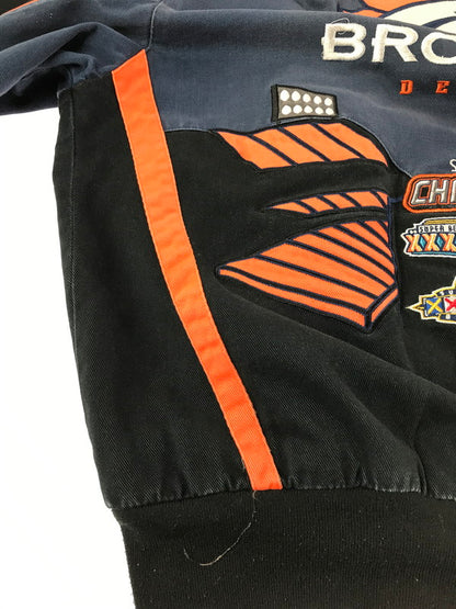 【現状渡し品】【メンズ】 NFL ナショナル・フットボール・リーグ BRONCOS RACING JACKET ブロンコス レーシング ジャケット アウター 146-261002-rt-09-tagh サイズ：XL カラー：ネイビー/BLACK 万代Net店