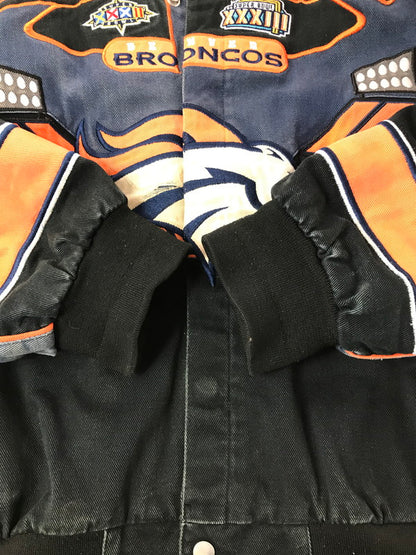【現状渡し品】【メンズ】 NFL ナショナル・フットボール・リーグ BRONCOS RACING JACKET ブロンコス レーシング ジャケット アウター 146-261002-rt-09-tagh サイズ：XL カラー：ネイビー/BLACK 万代Net店
