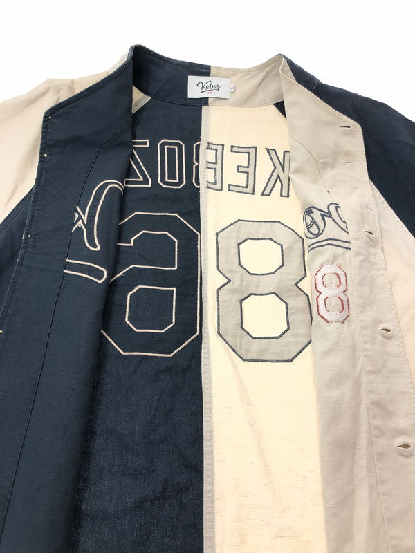 【中古品】【メンズ】 KEBOZ ケボズ ×FREAK'S STORE フリークスストア BASEBALL SHIRT 212-1025 ベースボールシャツ 半袖シャツ 142-261003-na-02-tagh サイズ：L カラー：ベージュ/ネイビー 万代Net店