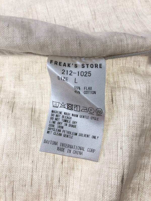 【中古品】【メンズ】 KEBOZ ケボズ ×FREAK'S STORE フリークスストア BASEBALL SHIRT 212-1025 ベースボールシャツ 半袖シャツ 142-261003-na-02-tagh サイズ：L カラー：ベージュ/ネイビー 万代Net店