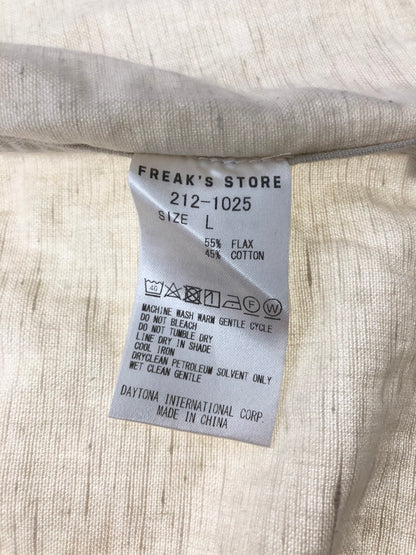 【中古品】【メンズ】 KEBOZ ケボズ ×FREAK'S STORE フリークスストア BASEBALL SHIRT 212-1025 ベースボールシャツ 半袖シャツ 142-261003-na-02-tagh サイズ：L カラー：ベージュ/ネイビー 万代Net店